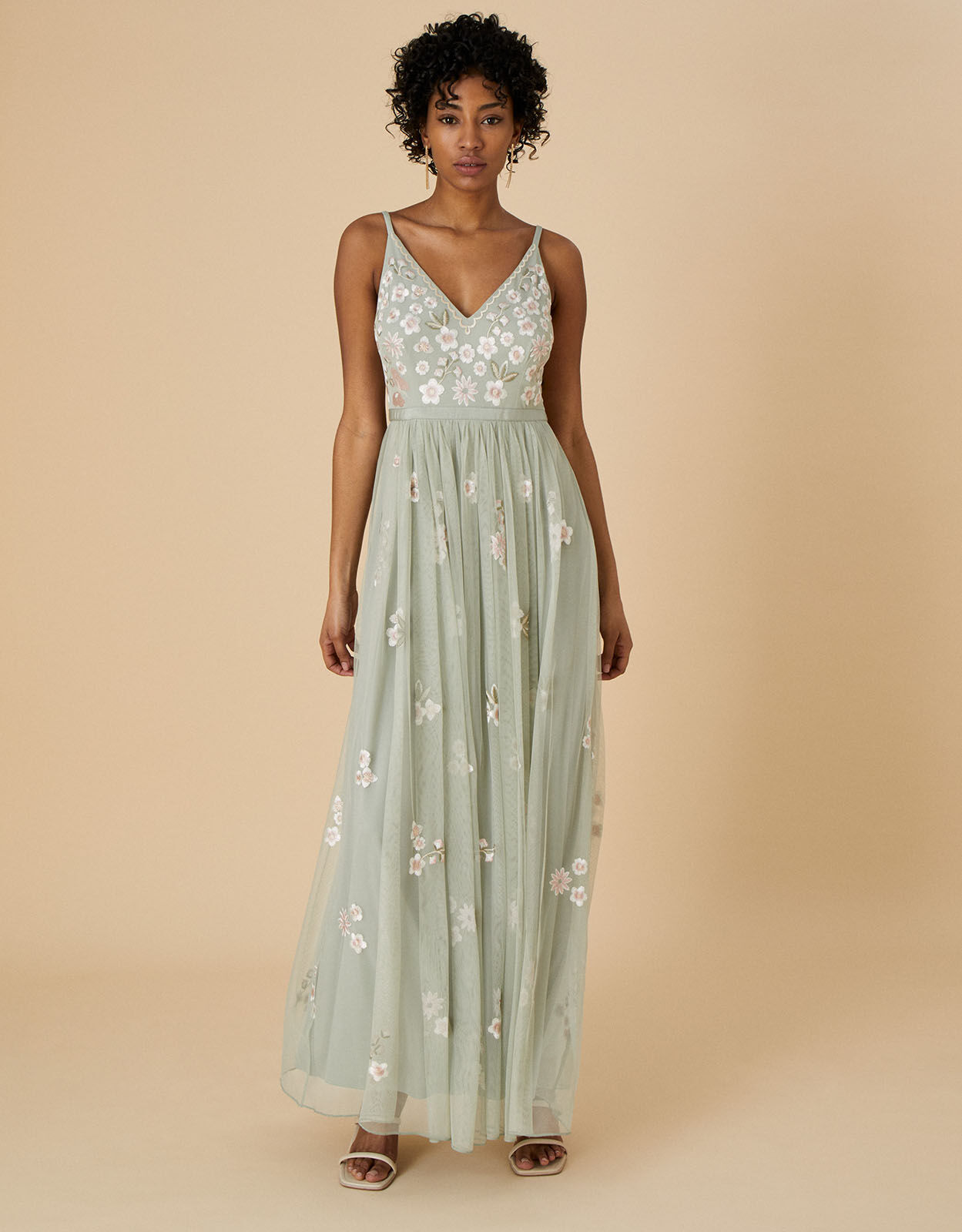 Ashley Embellished Dress in Recycled Polyester Green