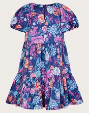 Floral Tiered Dress, Blue (NAVY), large