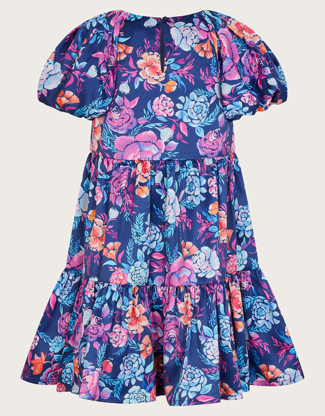 Floral Tiered Dress, Blue (NAVY), large