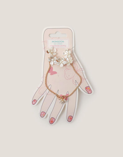 Pearl Flower Ring & Hand Chain, , large