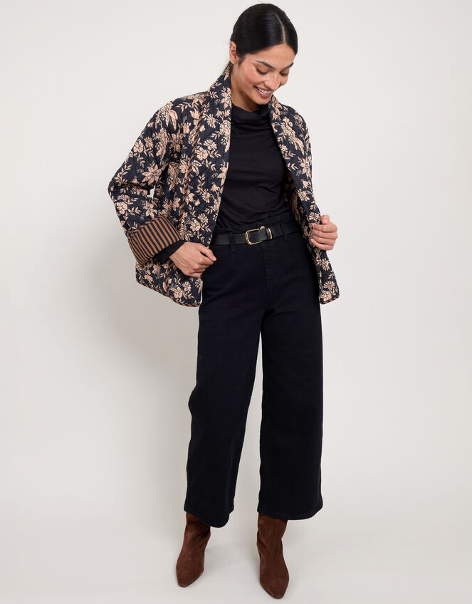 East Floral Quilted Jacket , Black (BLACK), large