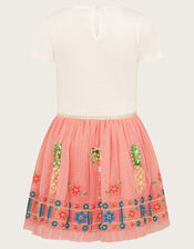 Tropical Embellished Disco Dress, Orange (CORAL), large