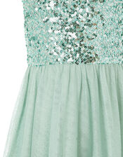 Truth Sequin Sparkle Hanky Hem Dress, Green (GREEN), large