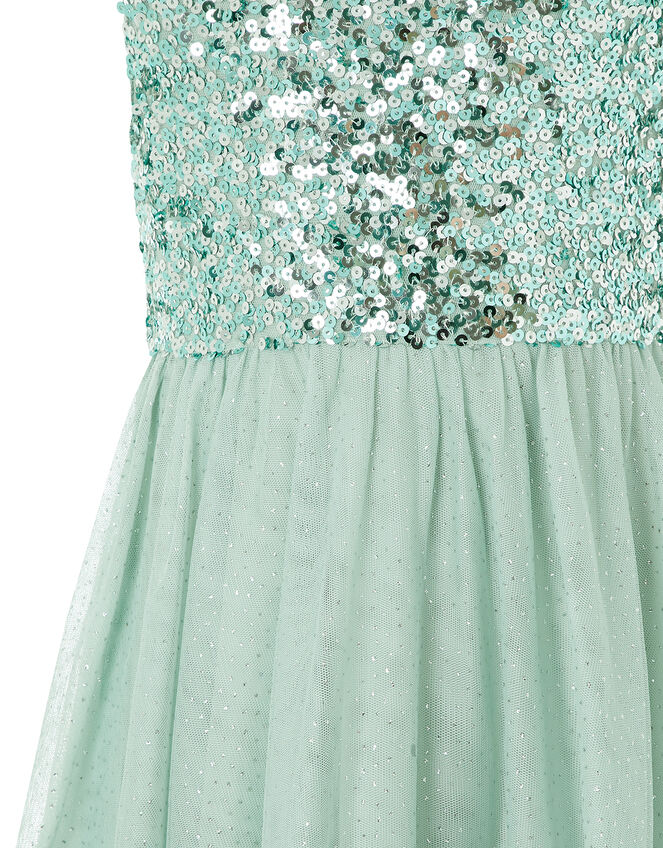 Truth Sequin Sparkle Hanky Hem Dress, Green (GREEN), large