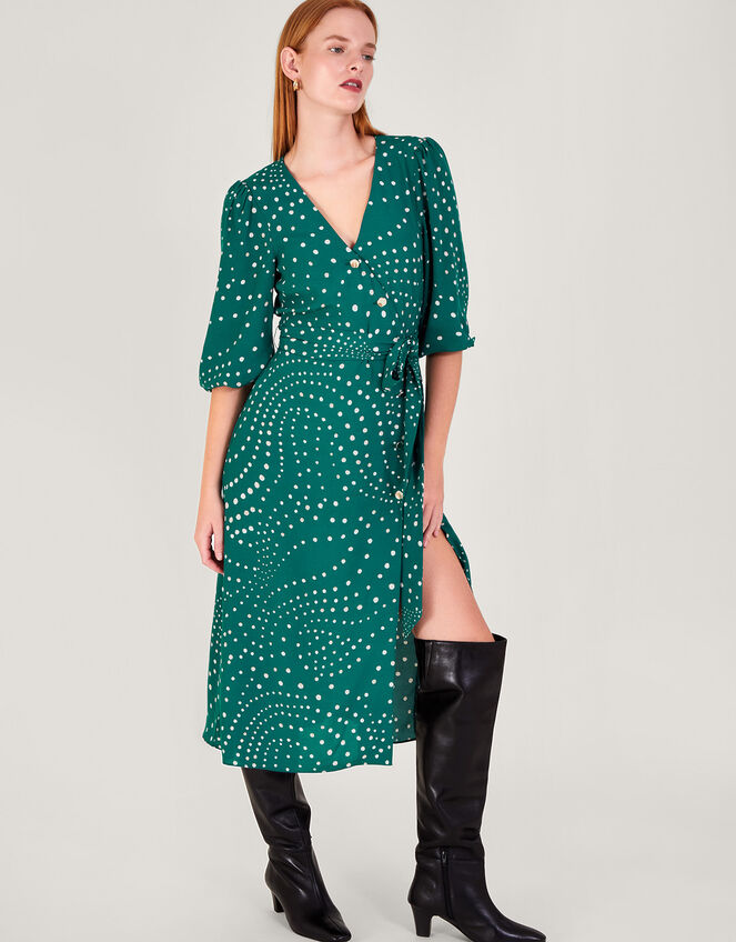 Emer Spot Dress, Green (GREEN), large