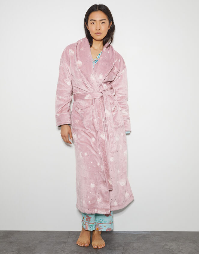 Sami Star Print Dressing Gown, Pink (PINK), large