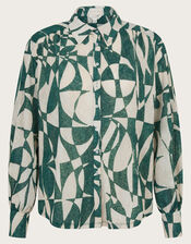 Geometric Print Shirt, Green (GREEN), large