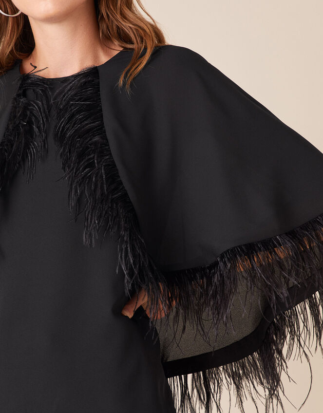 Fiammetta Feather Cape Top, Black (BLACK), large