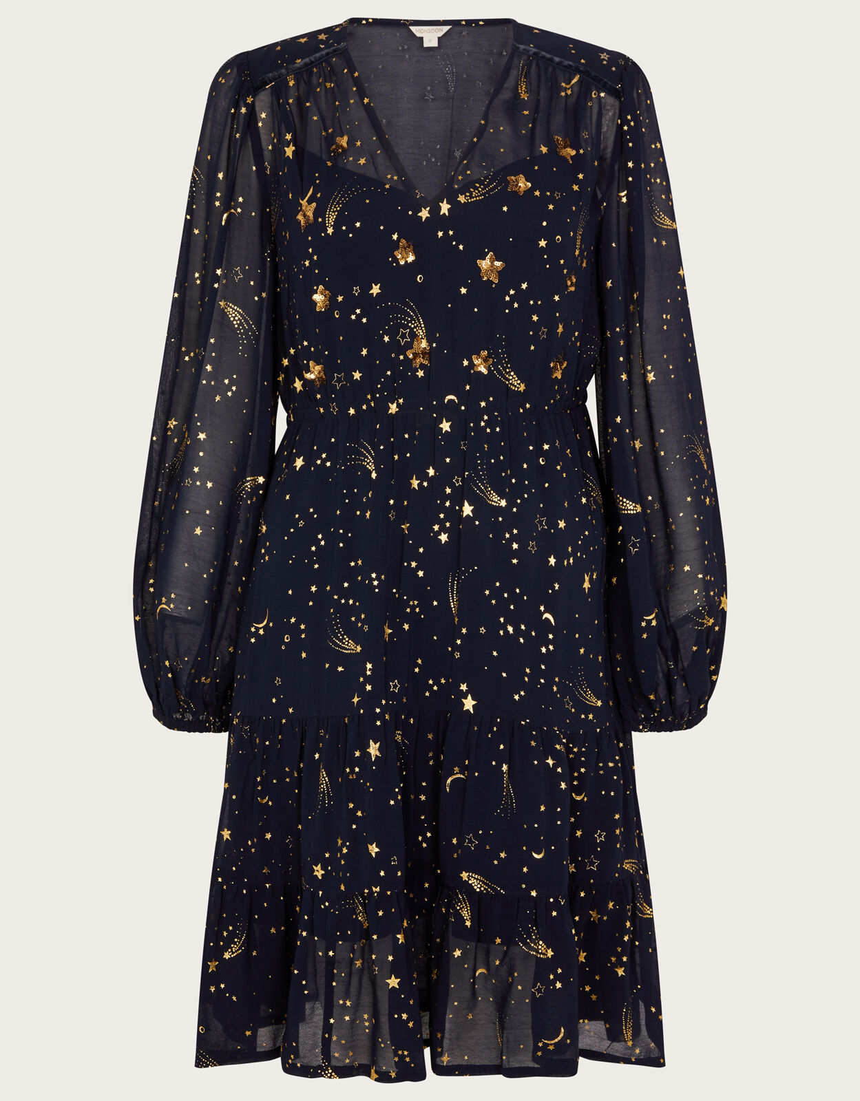 Constella Foil Sequin Dress Blue