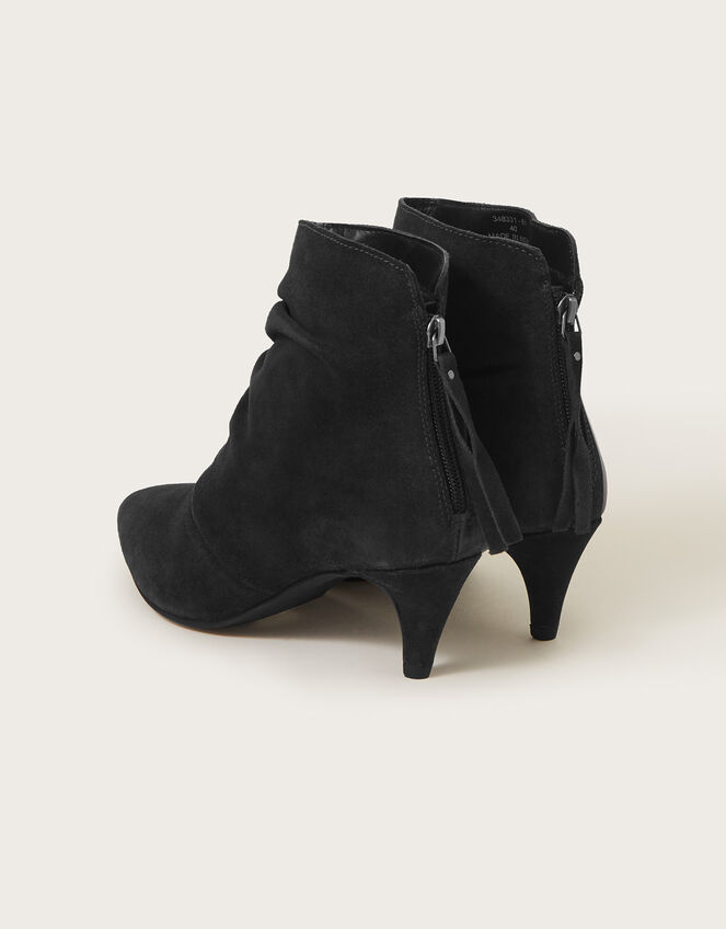 Ruched Suede Kitten Heel Boots, Blue (NAVY), large