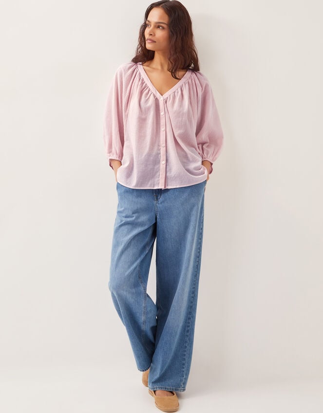 Avery Stripe Blouse, Pink (PINK), large