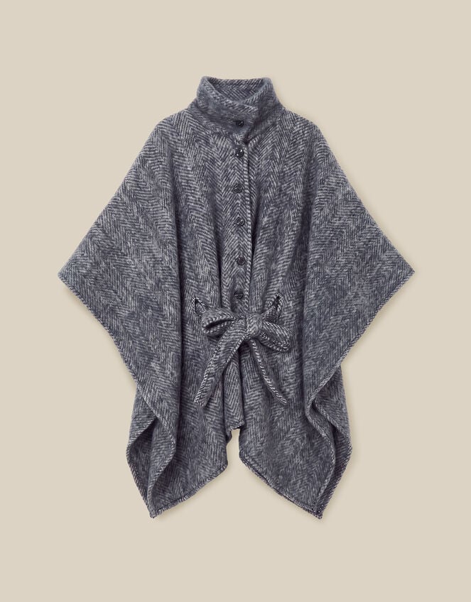 Cara Herringbone Cape Jacket, , large