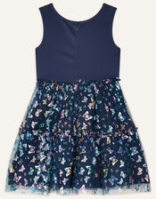 Butterfly Print Dress, Blue (NAVY), large