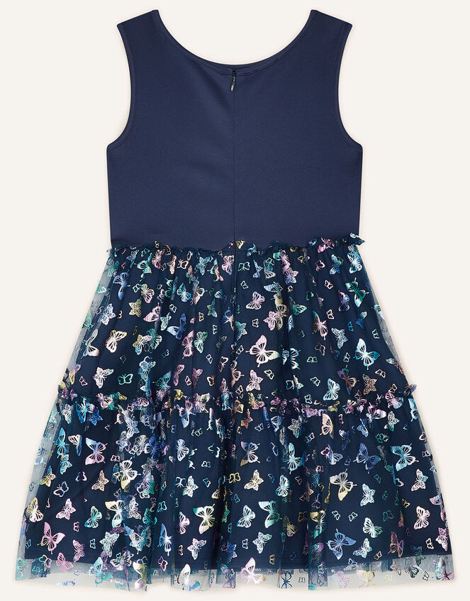 Butterfly Print Dress, Blue (NAVY), large