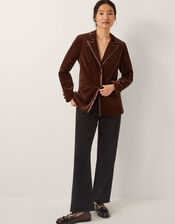 Mila Single Breasted Velvet Blazer, Copper (COPPER), large