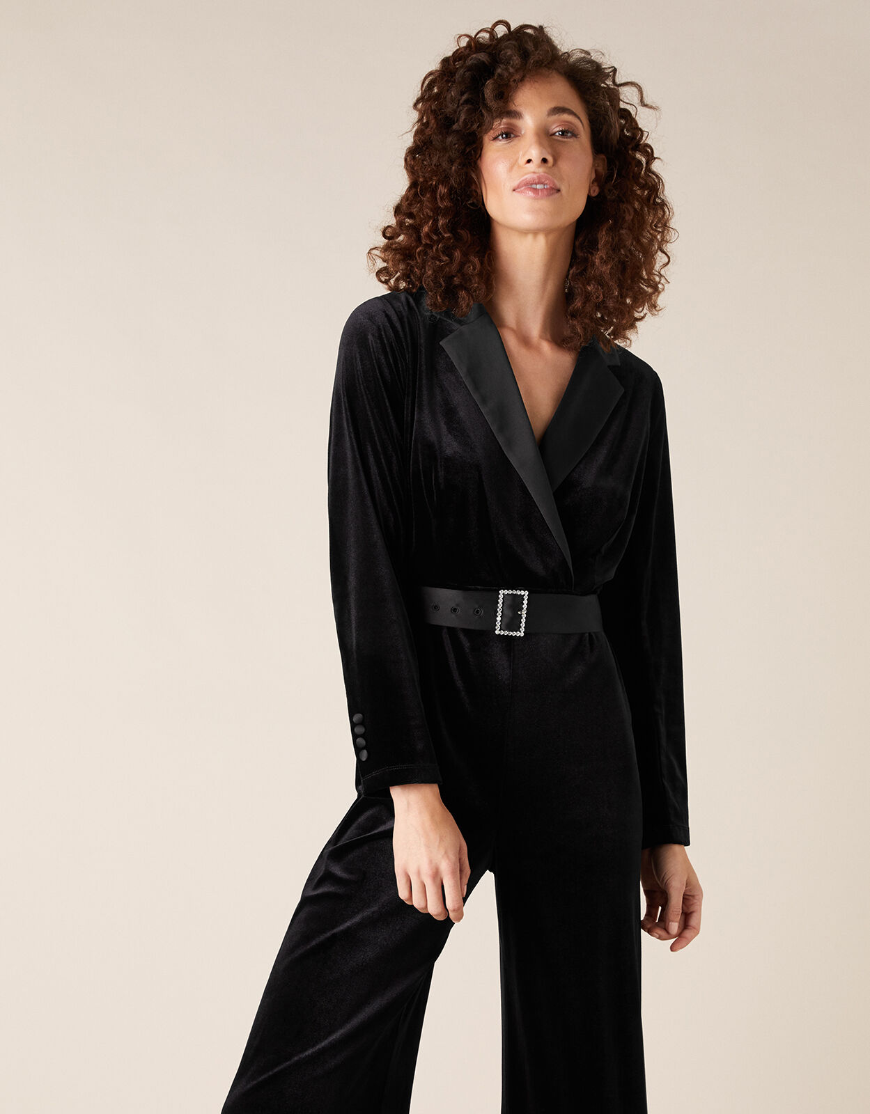 Monsoon black sales velvet jumpsuit