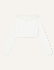 Fluffy Collar Super-Soft Cardigan, Ivory (IVORY), large
