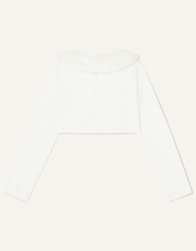 Fluffy Collar Super-Soft Cardigan, Ivory (IVORY), large