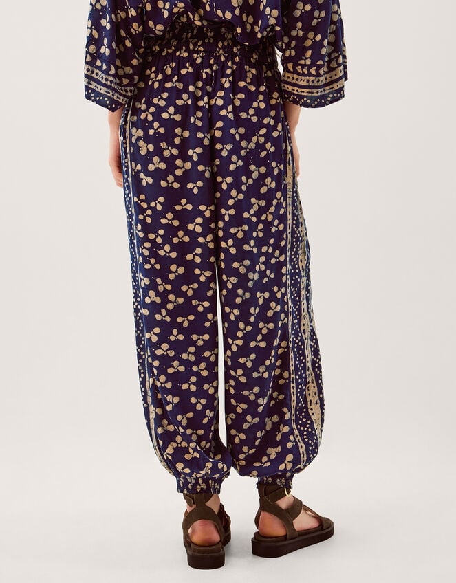 Clover Print Harem Trousers, Blue (NAVY), large