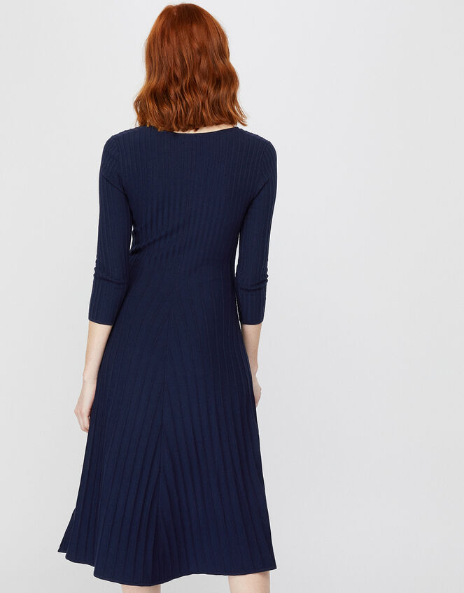 Cedes Chevron Rib Dress, Blue (NAVY), large