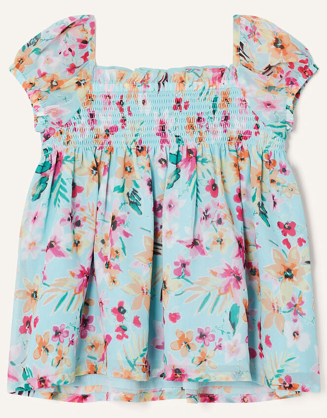 Baby Floral Top and Leggings Set , Blue (AQUA), large