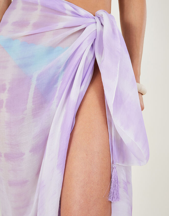 Tie Dye Tassel Silk Sarong, , large