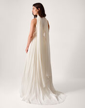 Margo Drop Waist Wedding Dress & Scarf, Ivory (IVORY), large