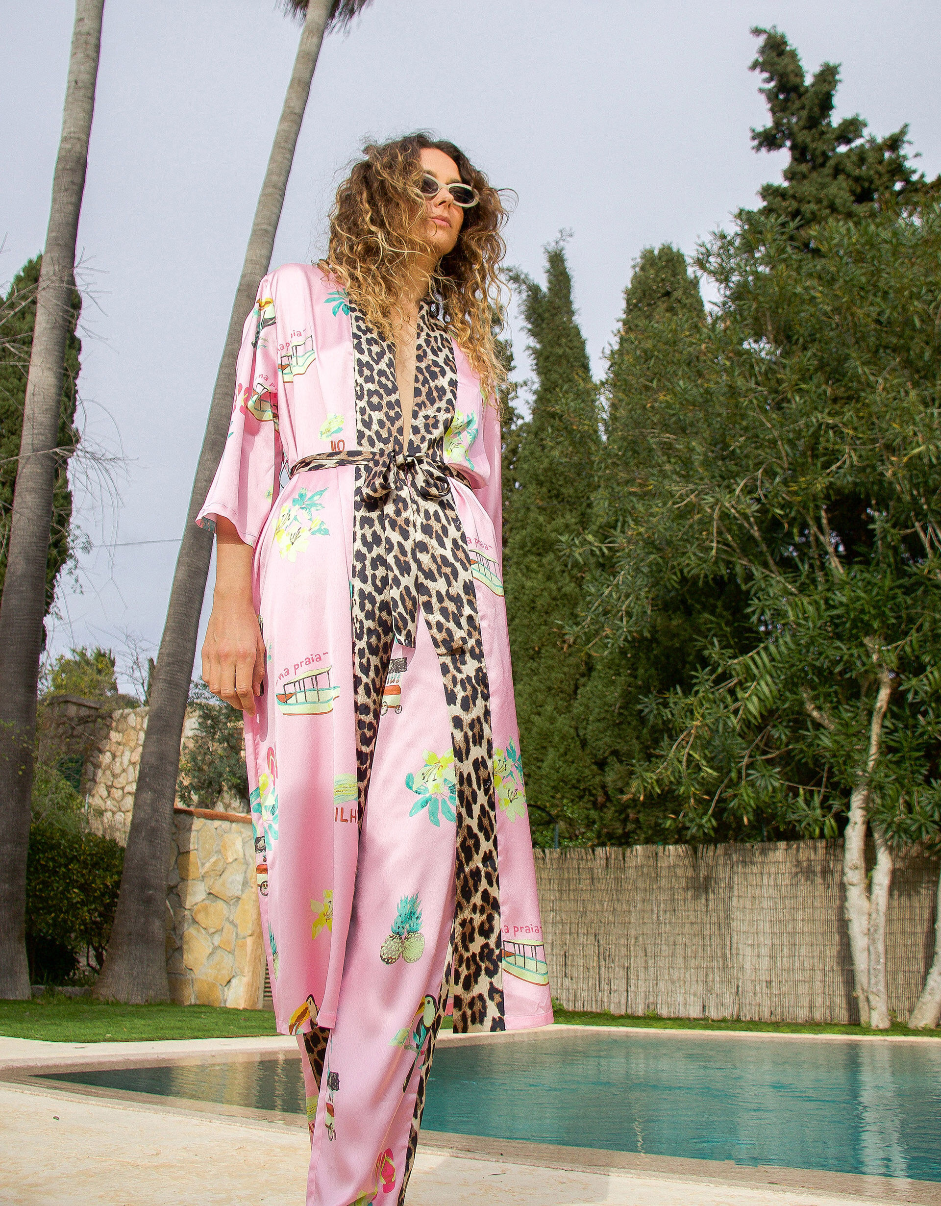 69SLAM☆LOVEPARD OAHU SUMMER KIMONO スイムガウン キモノ Crās Hawaii Printed Leopard Kimono Pink