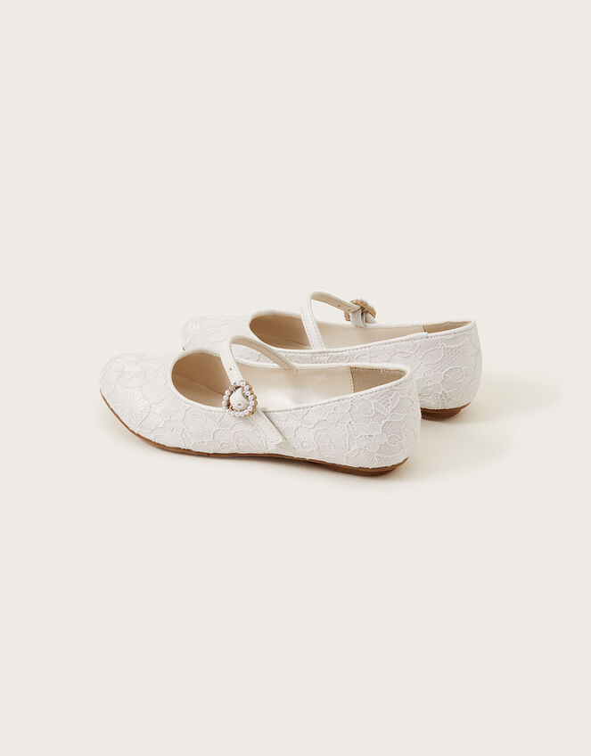 Pretty Lacey Ballerina Flats, Ivory (IVORY), large