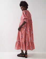 East Nadine Embroidered Midi Smock Dress, Multi (MULTI), large