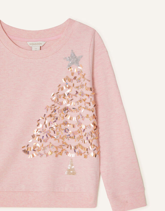 Long Sleeve Christmas Tree Sweatshirt, Pink (PINK), large
