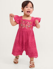 Baby Butterfly Broderie Romper, Pink (PINK), large