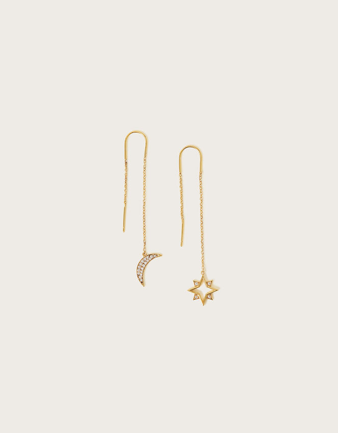 Moon and Star Drop Earrings, , large