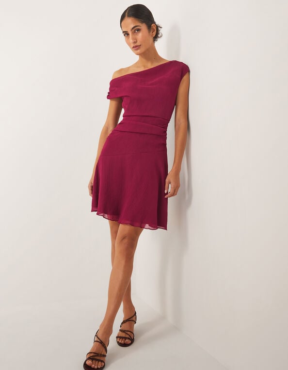 Dona Off The Shoulder Mini Dress, Red (BURGUNDY), large