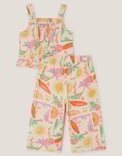 Palm Print Top and Trousers Set, Ivory (IVORY), large