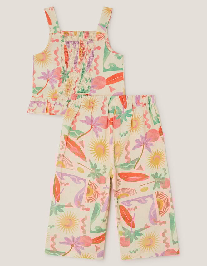 Palm Print Top and Trousers Set, Ivory (IVORY), large