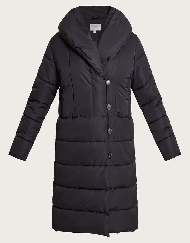 Stephie Stitch Detail Padded Coat, Black (BLACK), large