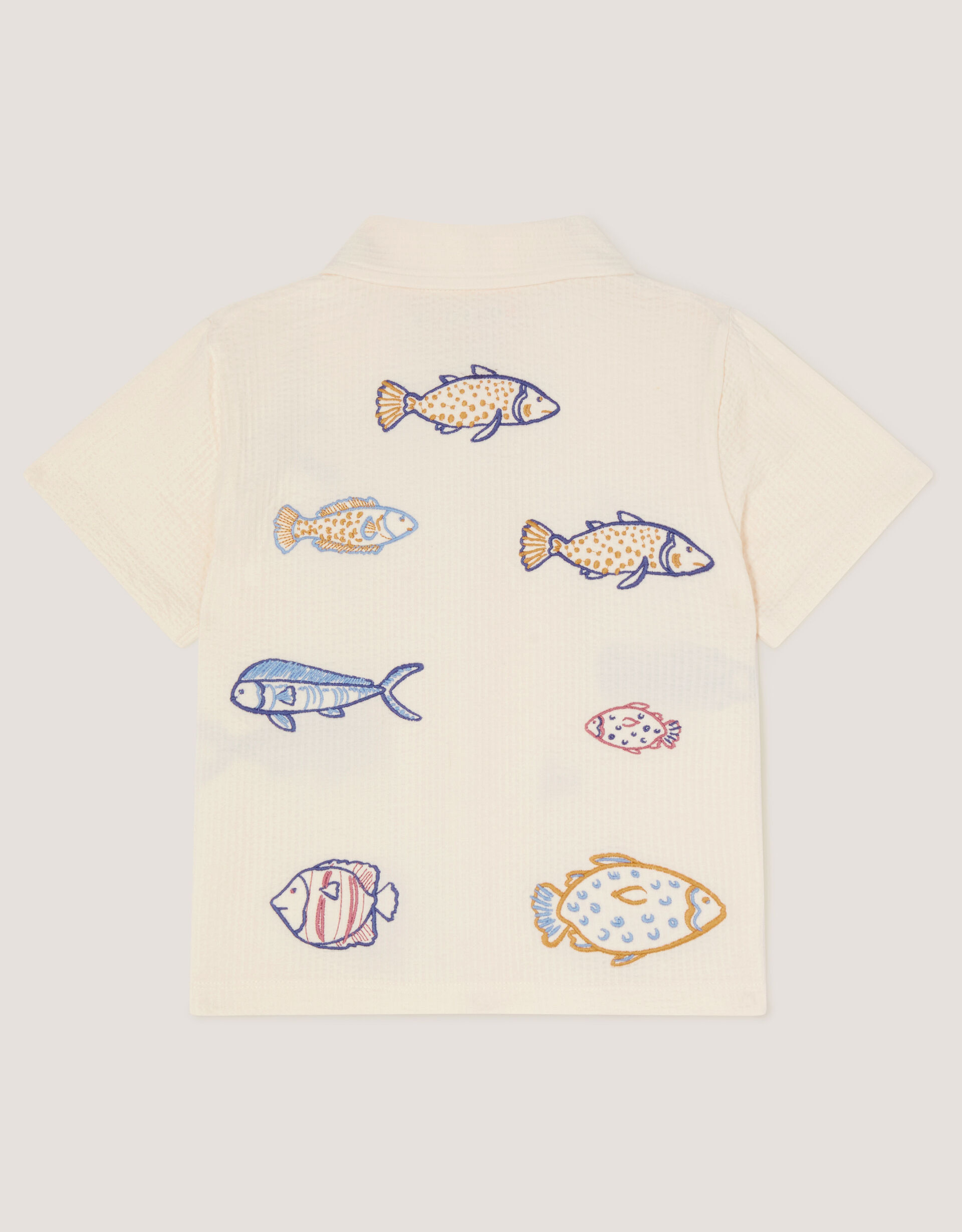 Embroidered Fish Short Sleeve Shirt Ivory | Boys' Tops & T-shirts