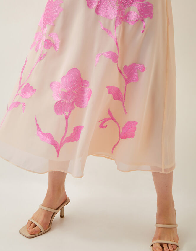 Natalie Embroidered Cape Midi Dress, Cream (CREAM), large