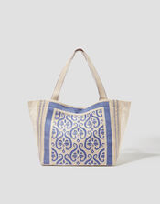 Valli Embroidered Canvas Beach Bag, , large