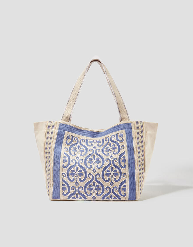 Valli Embroidered Canvas Beach Bag, , large