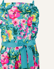 Samia Floral Frill Playsuit, Green (GREEN), large