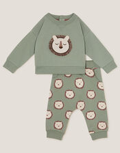 Newborn Lion Jumper and Leggings Set, Green (GREEN), large