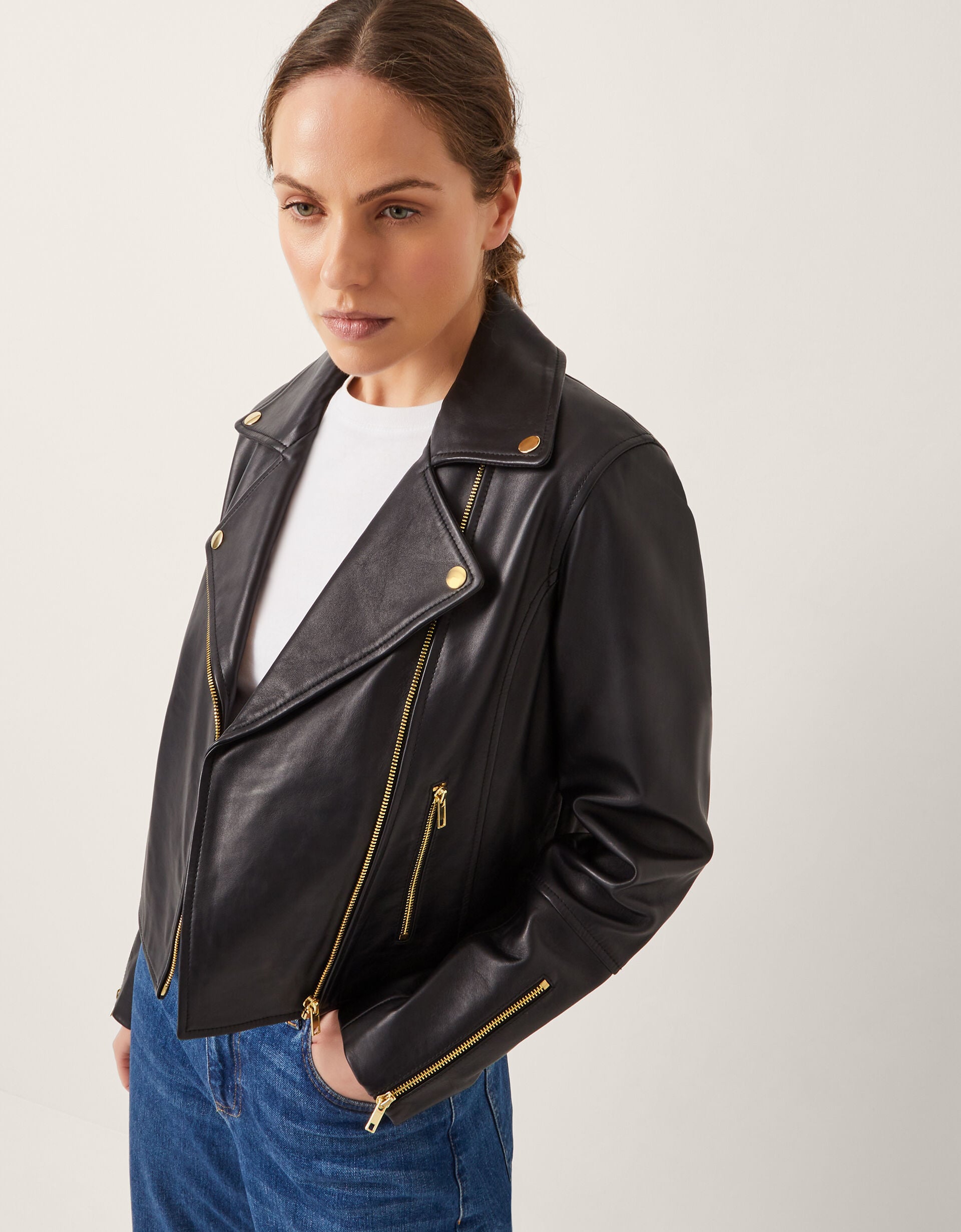 Leather Biker Jacket  Black