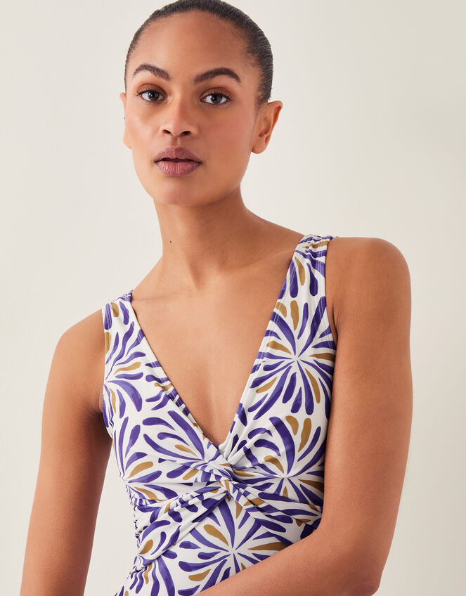 Cece Block Print Swimsuit, Blue (BLUE), large