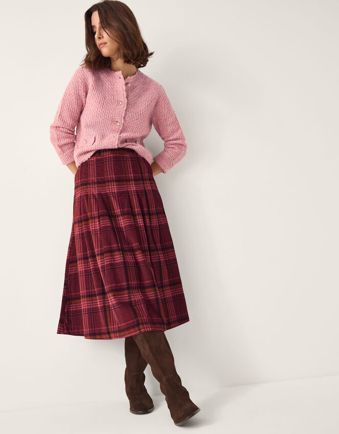 Charly Check Midi Skirt, Red (BURGUNDY), large