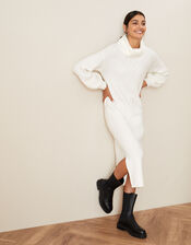 Longline Cable Knit Dress, Cream (CREAM), large