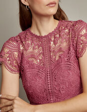 Monica Lace Bridesmaid Dress, DARK PINK, large