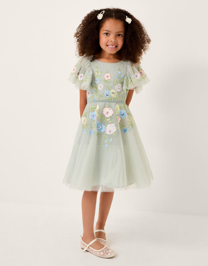 Oelene Embroidered Skater Party Dress, Green (SAGE), large