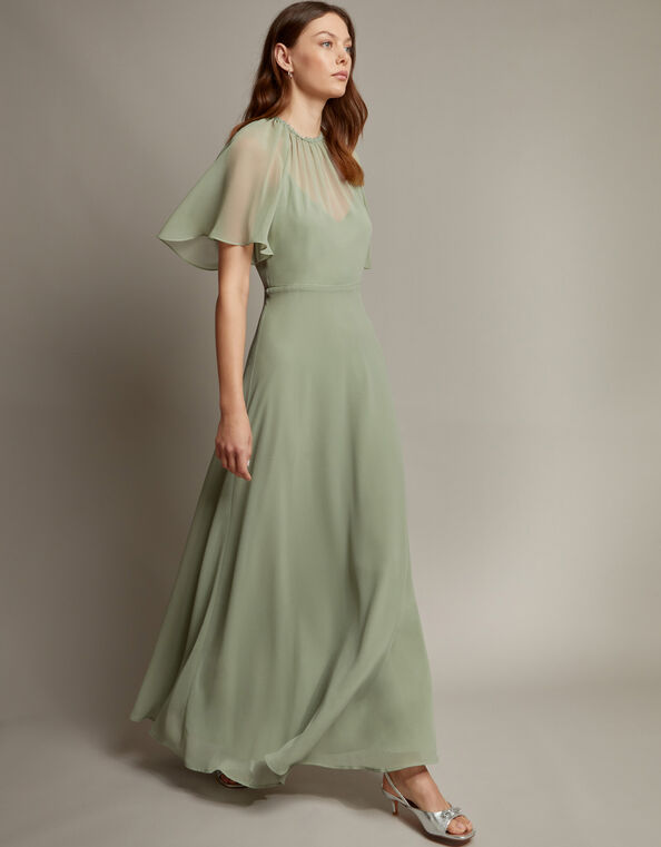 Mona Angel Sleeve Maxi Dress, Green (SAGE), large